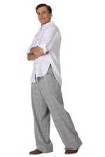 Load image into Gallery viewer, Grey Plaid Men&#39;s Tango Pants With Button Pocket Details

