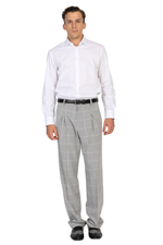 Load image into Gallery viewer, Grey Plaid Pants With Front And Back Pleat
