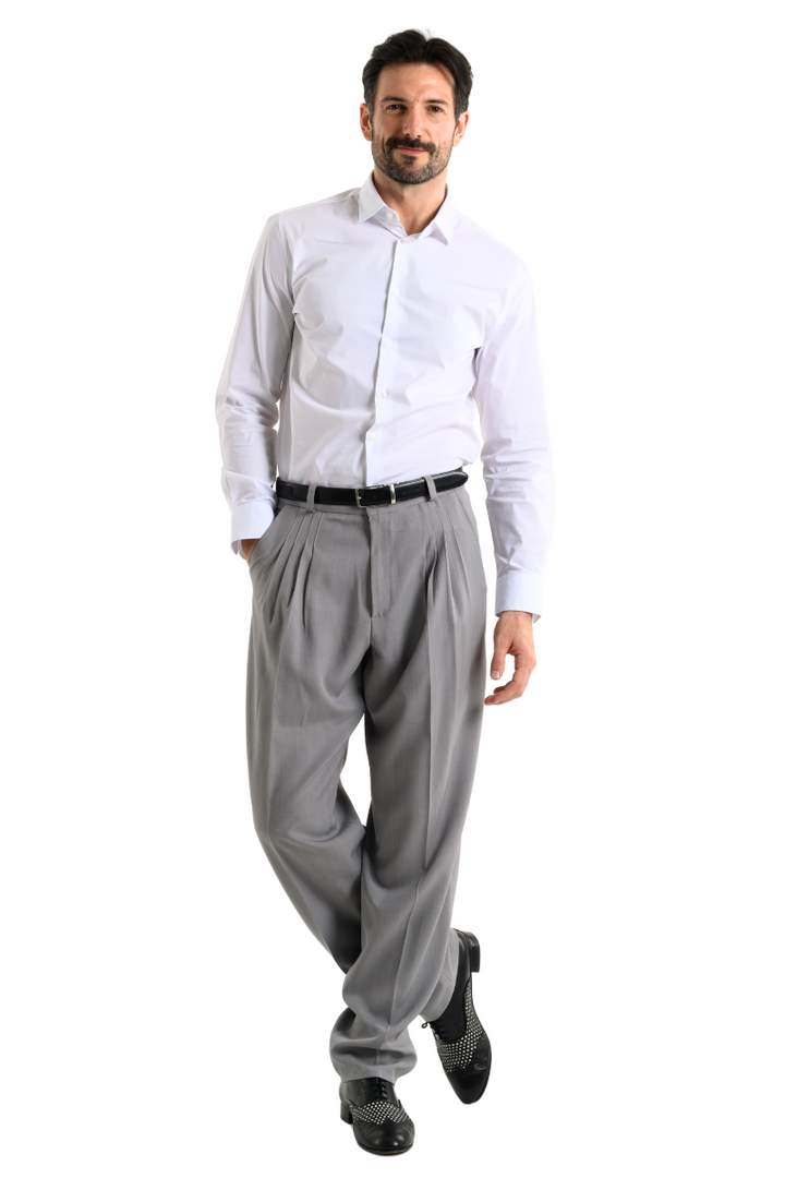 Light Grey Tango Pants With Four Pleats