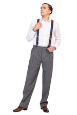 Load image into Gallery viewer, Grey Striped Tango Pants With Two Pleats