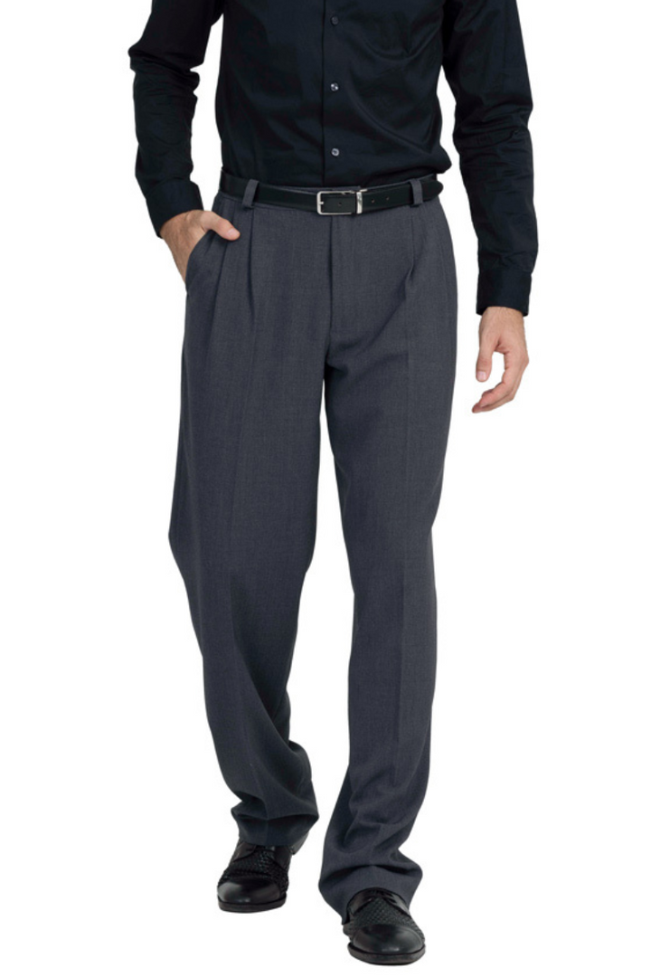 Grey Tango Pants With Two Pleats