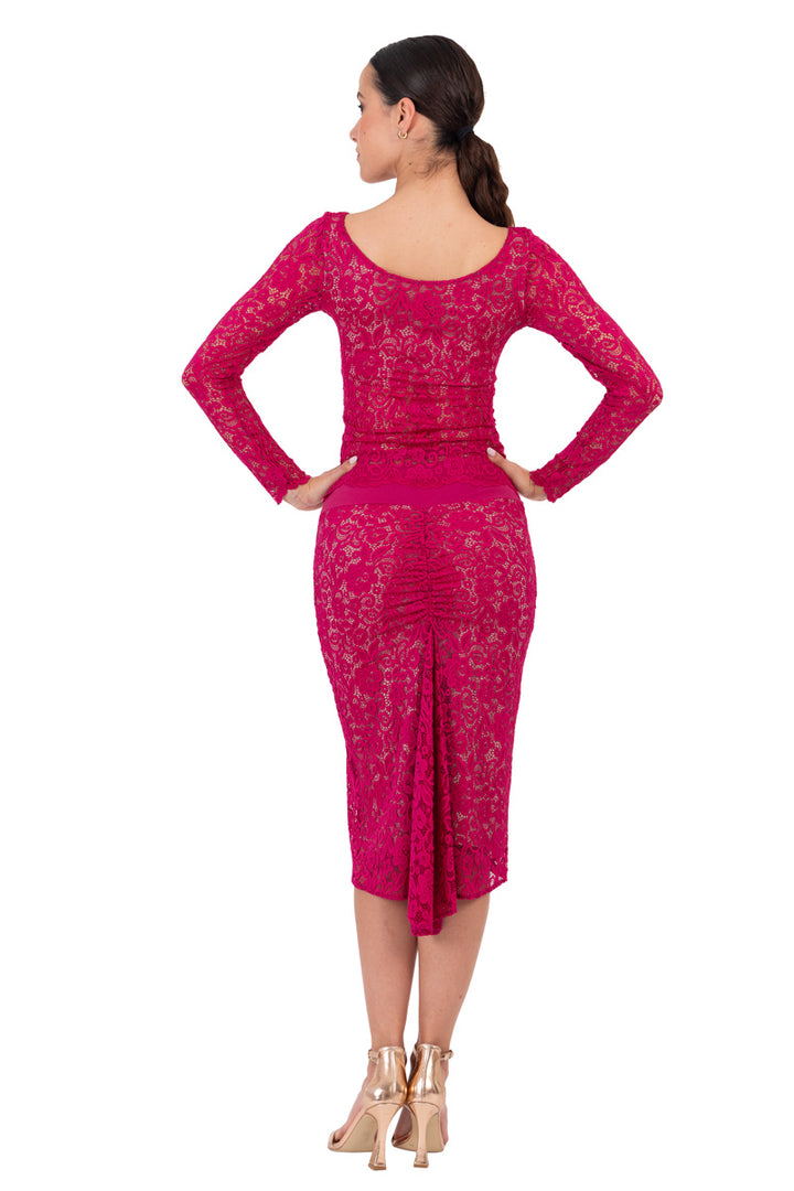 Fuchsia Guipure Lace Blouse With Lining
