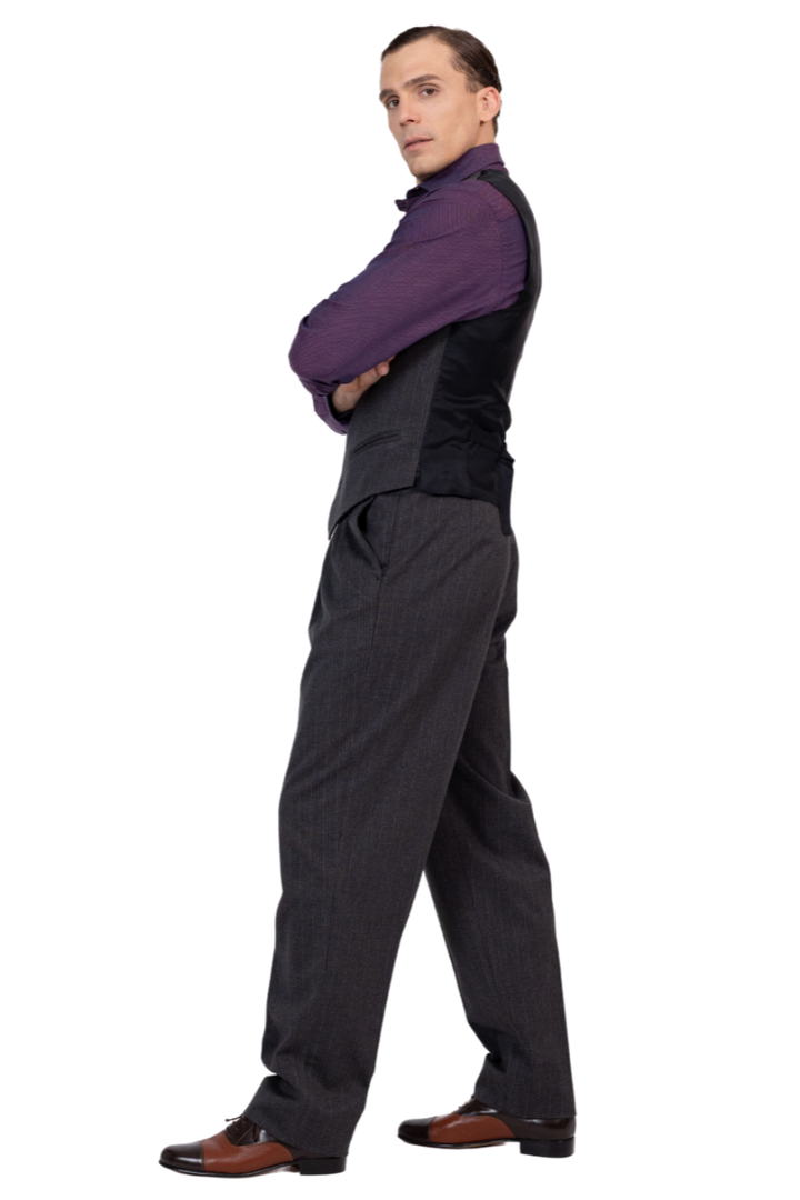Charcoal Men's Tango Pants With Three Pleats