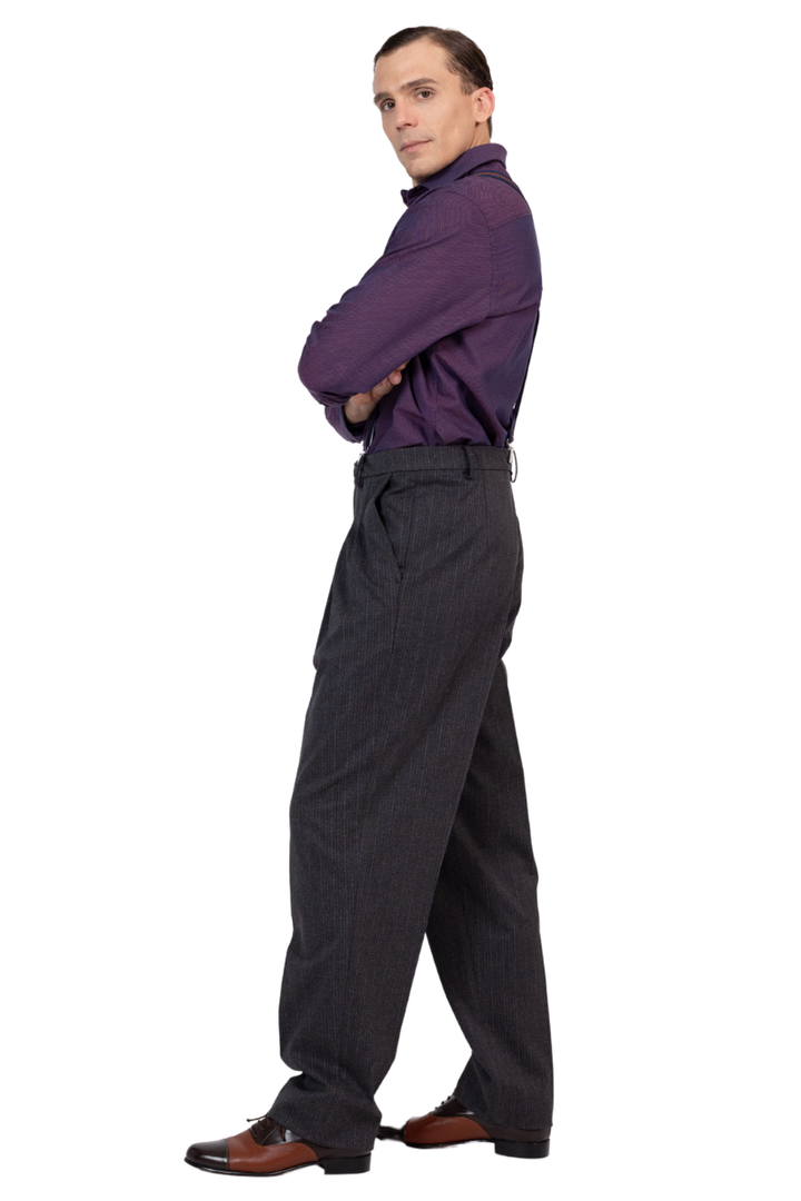 Charcoal Men's Tango Pants With Three Pleats