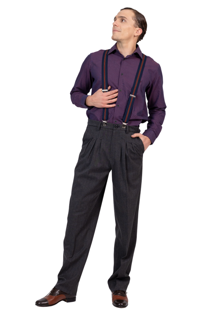 Charcoal Men's Tango Pants With Three Pleats