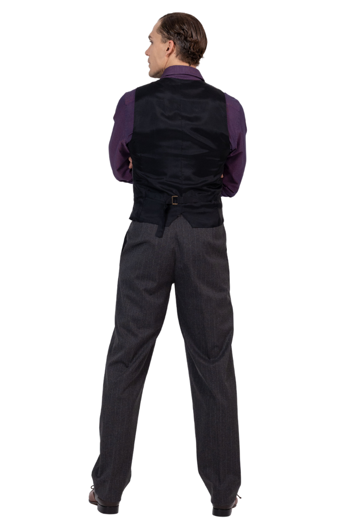 Charcoal Men's Tango Pants With Three Pleats