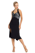 Load image into Gallery viewer, Black Halter-neck Tango Dress with Lace Bust