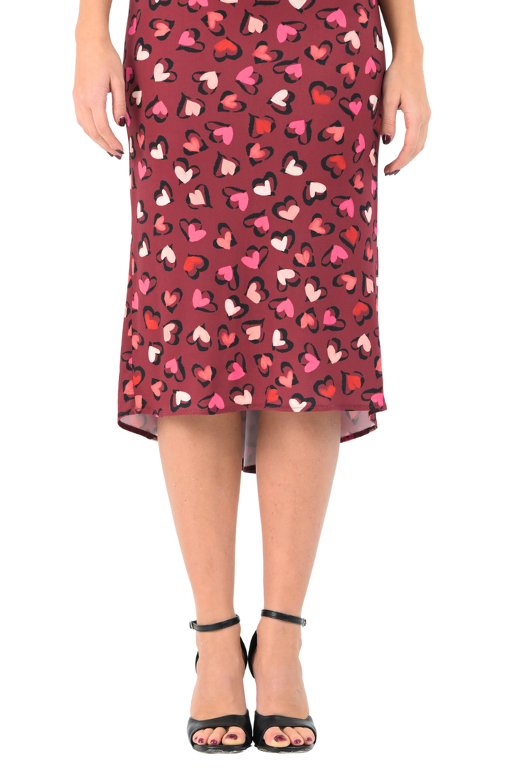 Heart Print Low Back Midi Fishtail Dress
