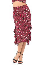 Load image into Gallery viewer, Heart Print Skirt With Side Ruffles