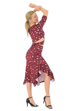 Load image into Gallery viewer, Heart Print Skirt With Side Ruffles