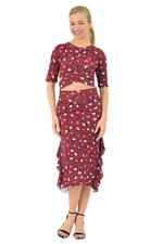 Load image into Gallery viewer, Heart Print Skirt With Side Ruffles