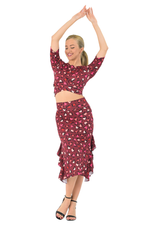 Load image into Gallery viewer, Heart Print Skirt With Side Ruffles