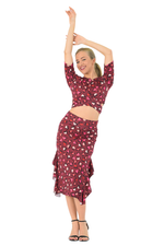 Load image into Gallery viewer, Heart Print Skirt With Side Ruffles