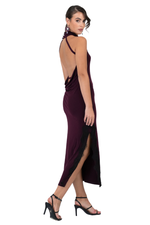 Load image into Gallery viewer, High Neck Open Back Tango Dress With Lace Trim