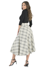 Load image into Gallery viewer, Houndstooth Plaid A-Line Midi Skirt
