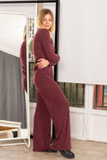 Load image into Gallery viewer, Wine Red Knit Long Trousers (XS,S,M,L,XL)