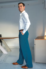 Load image into Gallery viewer, Petrol Blue Tango Pants With Two Pleats