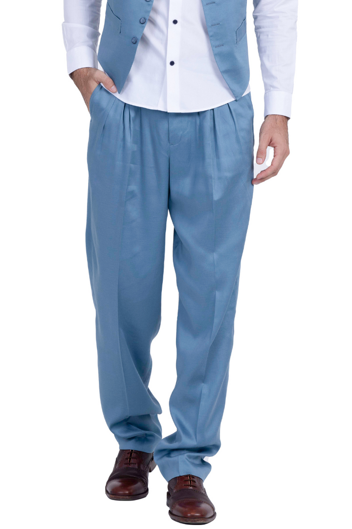 Indigo Blue Men's Tango Pants With Three Pleats | Men's Tango Clothes conDiva Indigo Blue Men's Tango Pants With Three Pleats | Men's Tango Clothes conDiva