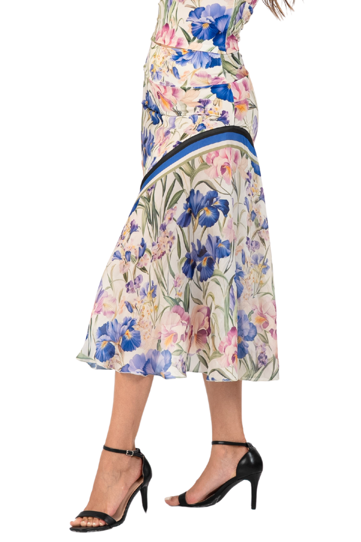 Iris Floral Print Asymmetric Midi Tango Skirt