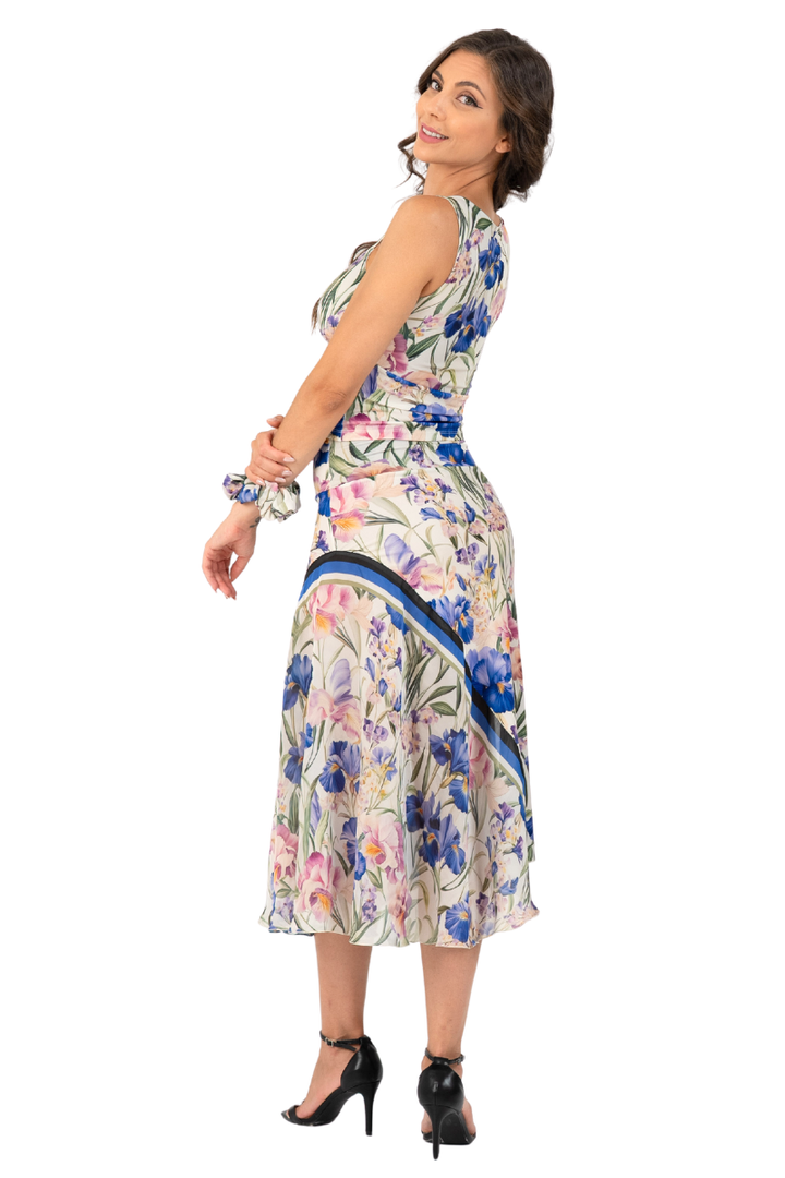 Iris Floral Print Asymmetric Midi Tango Skirt