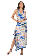 Load image into Gallery viewer, Iris Floral Print Handkerchief Midi Tango Skirt