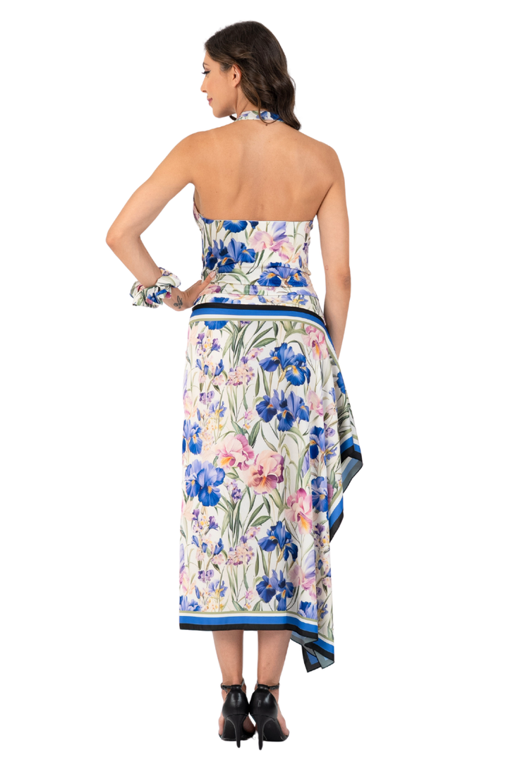 Iris Floral Print Handkerchief Midi Tango Skirt