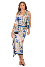 Load image into Gallery viewer, Iris Floral Print Muslin Scarf With Border