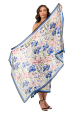 Load image into Gallery viewer, Iris Floral Print Muslin Scarf With Border