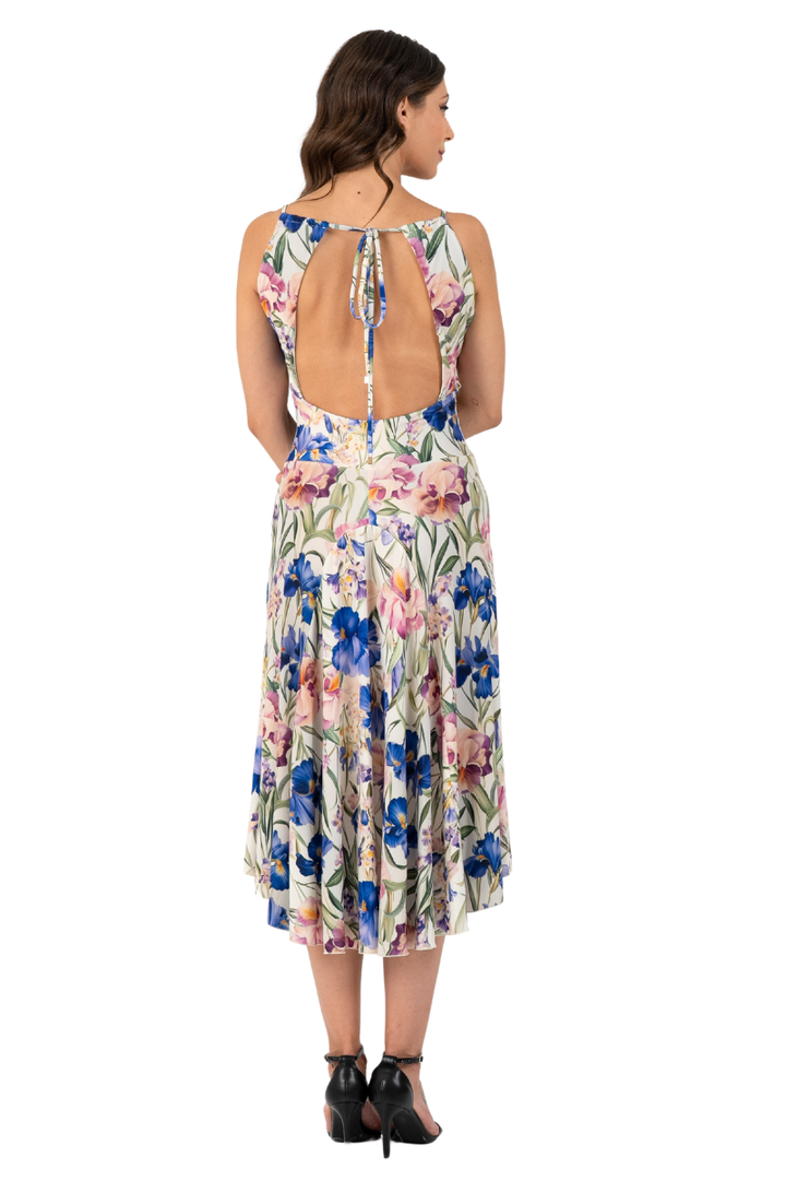 Iris Floral Print Open Back Tango Dress