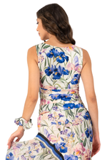 Load image into Gallery viewer, Iris Floral Print Sweetheart Gathered Crop Top