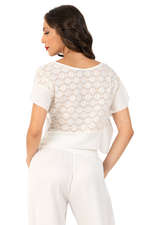 Load image into Gallery viewer, Ivory Embroidered Boxy Crop (S)