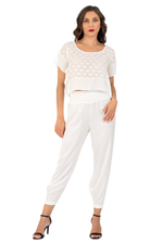 Load image into Gallery viewer, Ivory Embroidered Boxy Crop (S)
