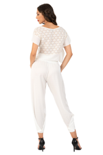 Load image into Gallery viewer, Ivory Embroidered Boxy Crop (S)
