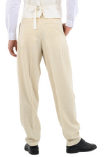 Load image into Gallery viewer, Beige Pinstriped Tango Pants With Two Inverted Pleats
