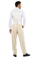 Load image into Gallery viewer, Beige Pinstriped Tango Pants With Two Inverted Pleats
