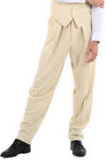 Load image into Gallery viewer, Beige Pinstriped Tango Pants With Two Inverted Pleats
