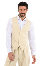 Load image into Gallery viewer, Beige Pinstriped Men&#39;s Tango Vest
