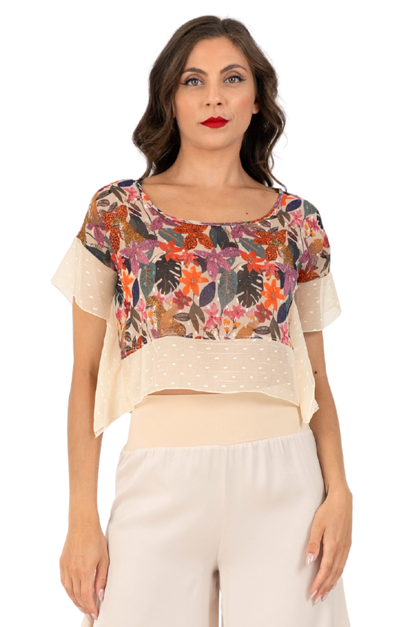 Jungle Print Boxy Crop Top