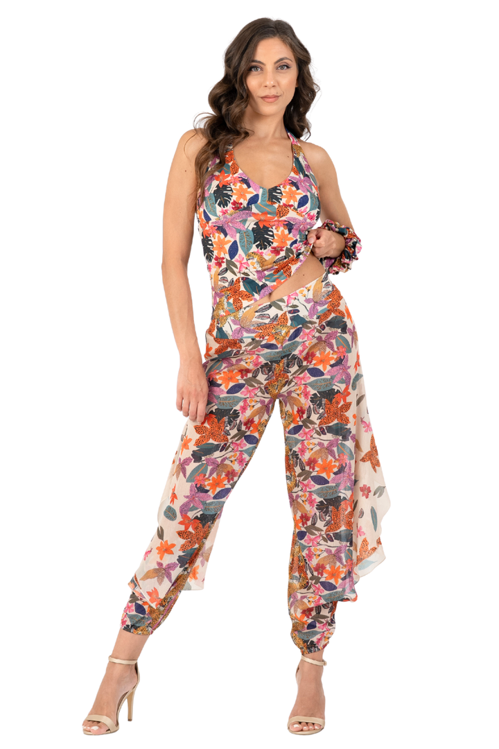 Jungle Print Adjustable Halterneck Top