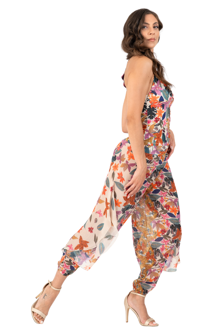 Jungle Print Adjustable Halterneck Top