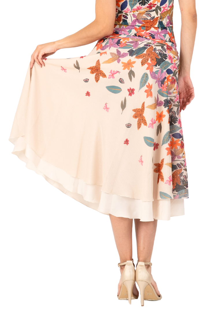Jungle Print Two-layer Georgette & Satin Skirt