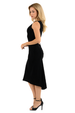 Load image into Gallery viewer, Keyhole Back Striped Velvet Fishtail Dress
