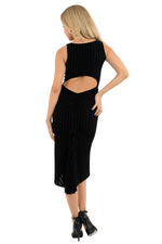 Load image into Gallery viewer, Keyhole Back Striped Velvet Fishtail Dress
