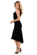 Load image into Gallery viewer, Keyhole Back Striped Velvet Fishtail Dress
