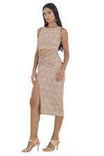 Load image into Gallery viewer, Knit Pastel Cutout Knot Detail Midi Dress
