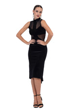 Load image into Gallery viewer, La Noche Velvet Tango Dress With Mesh Details