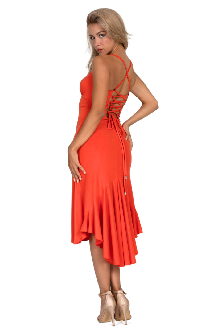 Lace-up Tango Dress With Tail