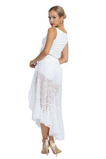 Load image into Gallery viewer, Lace Asymmetric Wrap Skirt With Ruffles (XS,S,M) (Black,White)

