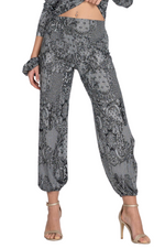 Load image into Gallery viewer, Lace Print Babucha Tango Pants With Slits
