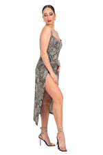 Load image into Gallery viewer, Lace Print Tango Dress With High Slit
